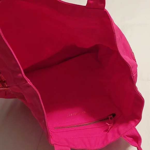 Victoria's Secret Sequin pink XL duffle bag Vacation overnight Beach Canvas bag - Picture 4 of 6